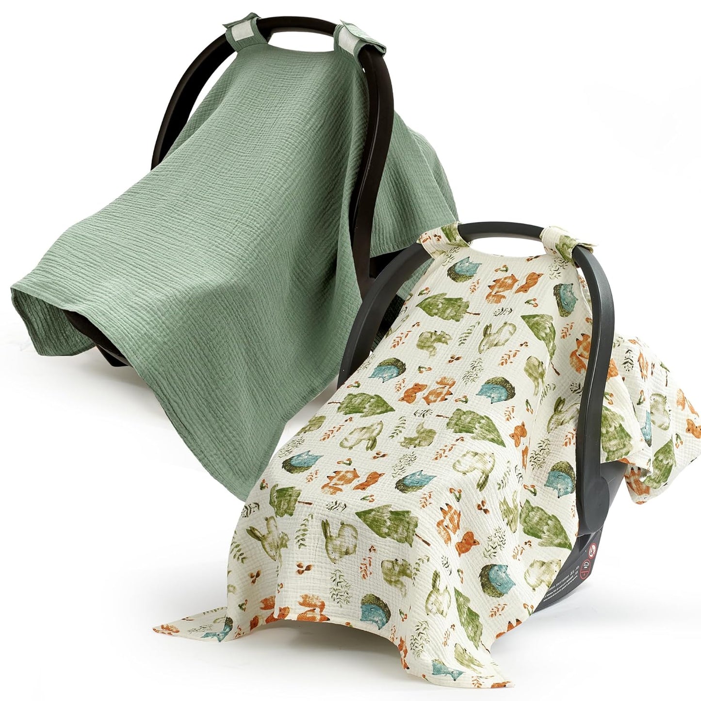 SERAPHY 2-in-1 Muslin Baby Car Seat Cover & Nursing Cover, Soft Lightweight Breastfeeding Cover for Boys and Girls,Breathable Canopy for Infant Carseat & Stroller for Summer—Blueberrie