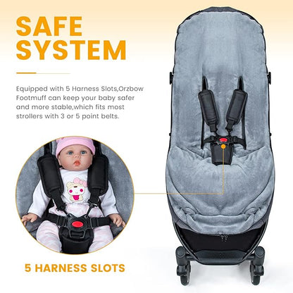 Orzbow Warm Bunting Bag Universal, Stroller Sleeping Bag Cold Weather,Waterproof Toddler Footmuff (Dark Grey)