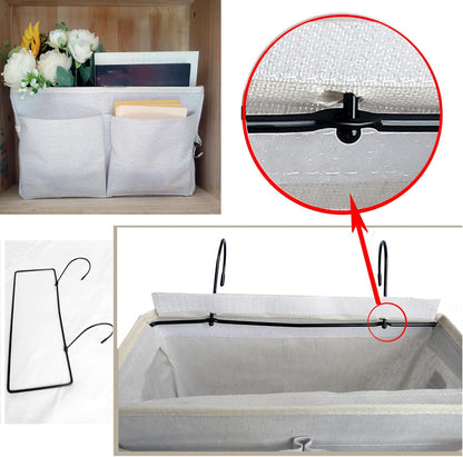 Bedside Caddy Organizer/Bedside Hanging Storage Bag Multi-Function Caddy for Bunk bed Hospital Beds Dorm Bed Rails, Holders Books Glasses Phones Magazine(White)