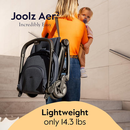 Joolz Aer2 Lightweight Travel Stroller for Baby & Toddler – One-Hand Fold, Compact Carry-On Airplane Approved, Reclining Seat, UPF 50+ Canopy, Travel Pouch, Baby Net – Forest Green