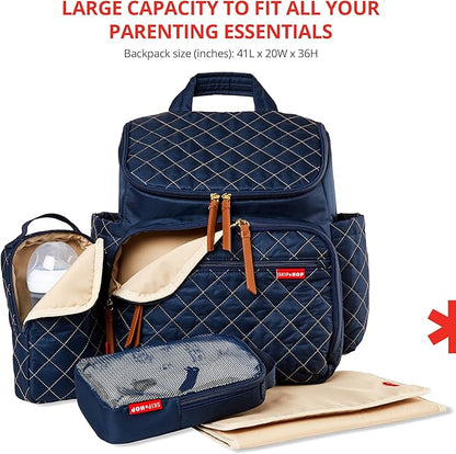 Skip Hop Diaper Bag Backpack: Forma, Multi-Function Baby Travel Bag with Changing Pad & Stroller Attachment, Navy