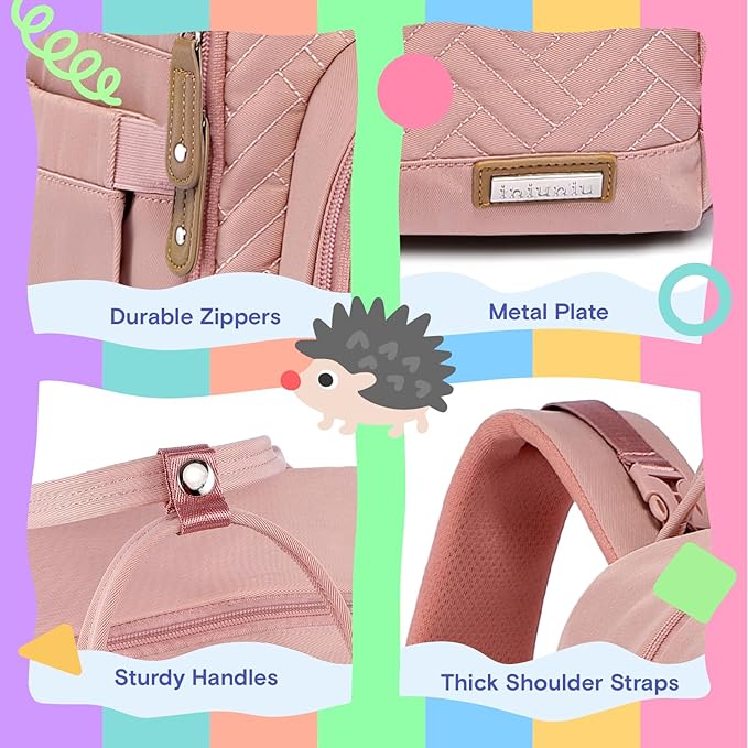 iniuniu Diaper Bag Backpack, 4 in 1 kit Large Unisex Baby Bags for Boys Girls, Waterproof Travel Back Pack with Pouch
