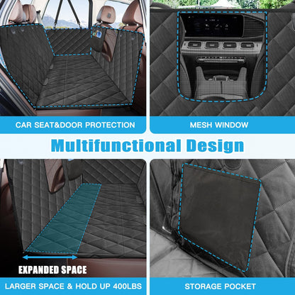 Kytely Dog Car Seat Cover for Back Seat,600D Heavy Duty Dog Hammock for Car with Side Flap,100% Waterproof Pet Backseat Cover, Anti-Scratch Nonslip Pet Seat Protector for Cars Trucks and SUV