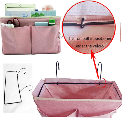 Bedside Caddy Organizer/Bedside Hanging Storage Bag Multi-Function Caddy for Bunk bed Hospital Beds Dorm Bed Rails, Holders Books Glasses Phones Magazine(White)