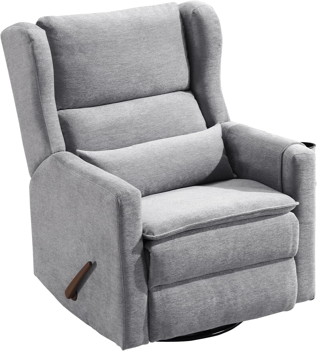 Power Recliner Chair Swivel Glider with Adjustable Headrest，Oversized Swivel Rocker Recliner with Lumbar Support, Upholstered Nursery Glider Recliner for Living Room,White