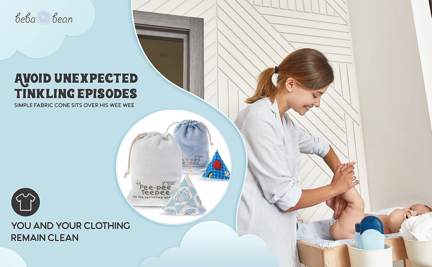 Washable Cotton Pee-Pee Teepees That Shield Baby Boys Pee During Diaper Changes. Makes a Great add-on Gift for a Baby Shower Thanks to its Fun, Gift-Ready Store Packaging. 5 Pack. Elephant