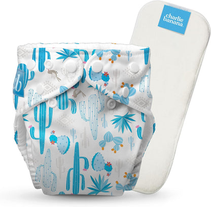 Charlie Banana Cloth Diapers, Reusable, Washable, Adjustable One Size Diaper, for Babies and Toddlers, with Absorbent Insert - Sweet Dreams on Grey, 1 Pack