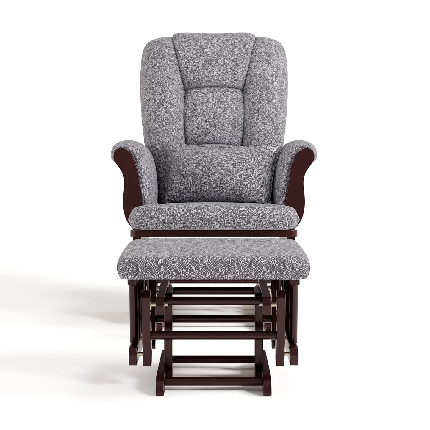 Storkcraft Tuscany Glider with Ottoman (Black/Gray) — GREENGUARD Gold Certified, Bonus Lumbar Cushion Included, Solid Wood Base, Smooth Motion, Award-Winning Nursery Rocking Chair, Glider and Ottoman