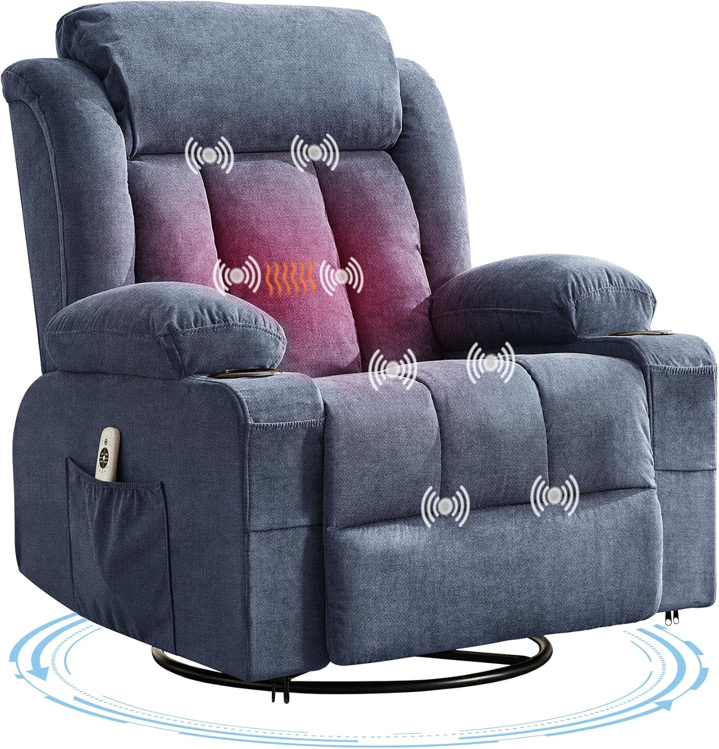 GarveeLife Rocking Recliner Chair for Nursery Glider Recliner with Cup Holder Swivel Rocker with Upholstered Deep Seat Comfy Single Sofa for Living Room Grey