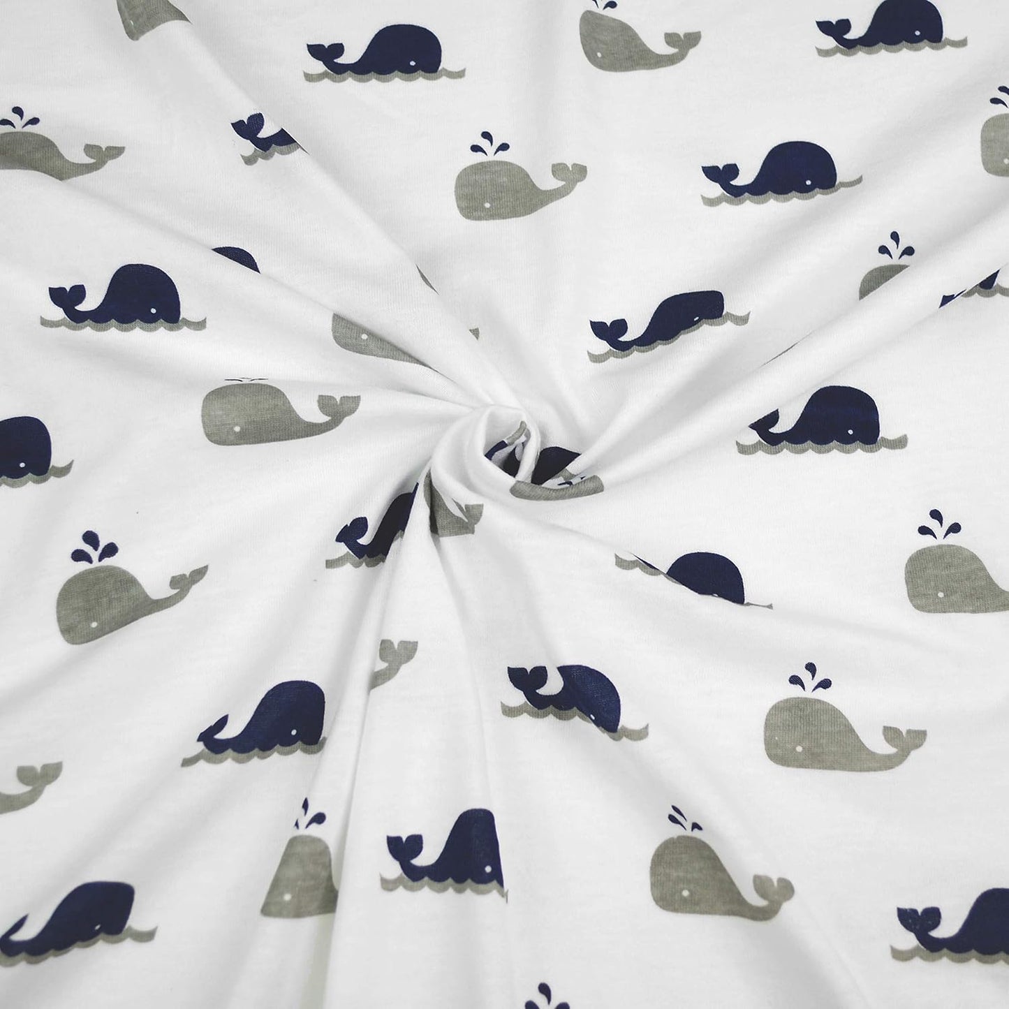 American Baby Company 100% Natural Cotton Fitted Pack and Play Sheet 39" x 27" - Soft & Breathable Pack N Play Sheet for Playpen, Playard & Mini Crib Mattress, Navy Whale, for Boys & Girls