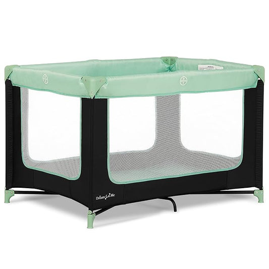 Dream On Me Zodiak Baby Playard, Breathable Mesh Sides, Soft Comfortable Mattress, Quick & Easy to Fold with Travel Carry Bag, Compact Space Saving Design - Mint