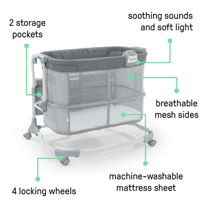 Ingenuity Dream Hero Starlight 3-in-1 Co-Sleeping Bassinet and Crib - Lume (Grey), Unisex, Newborn to 12 Months