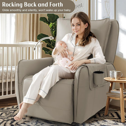 Power Recliner Gliders for Nursery, Electric Swivel Rocker Recliner Chair, Comfy Upholstered Living Room Reclining Rocking Chairs with Lumbar Support (Gray, 41" X 40" X 36")
