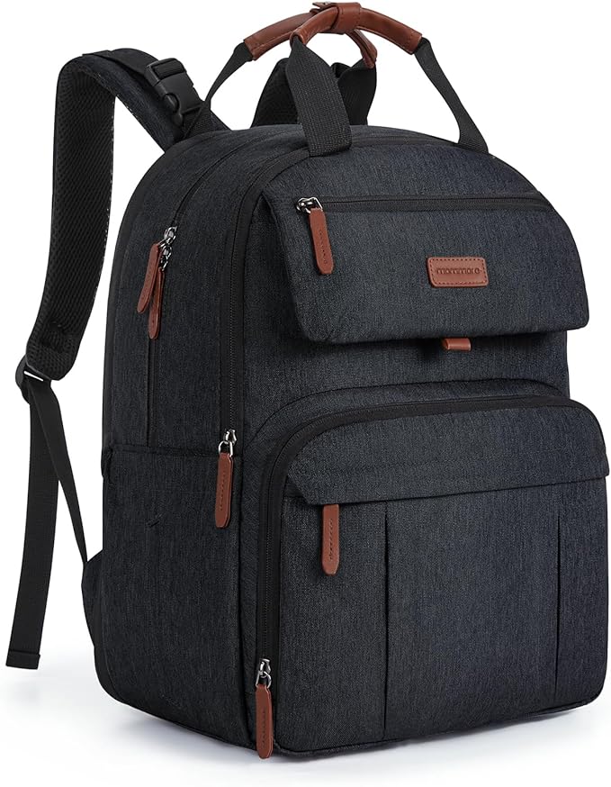 mommore Diaper Bag Backpack, Large Baby Bag for Mom, Durable Travel Essentials with Changing Pad, Water Resistant Travel Diaper Backpack for Mom Dad | Expandable, for 2 Kids/Twins, Durable Baby Bag, with Changing Pad, Water Resistant