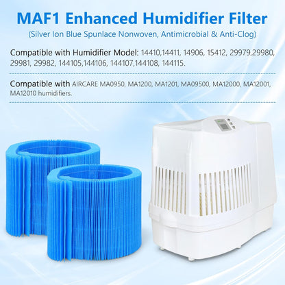 MAF1 Replacement Wicking Humidifier Filter 2 Pack, Upgraded Washable Blue Filter, Compatible with Aircare MA1201 MA0950 & Kenmore 14906 14410 14411 15412 29979