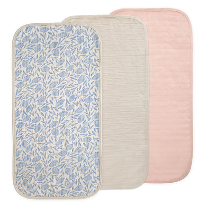 mushie Water Repellent Changing Pad Liners | Made with Organic Cotton | Set of 3 (Pastel Blooms Combo)
