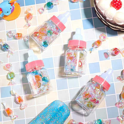 36 Pcs 3.5 Inch Baby Bottle Shower Favor Mini Plastic Candy Bottle Clear Bottles for Baby Shower Mini Feeding Candy Box for Party Favor Gift Decor(Blue)