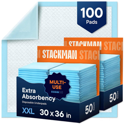 Chucks Pads Disposable [100-Pack] Multi-Purpose Pee Pads - Incontinence Underpads for Dog, Puppy & Diaper Changing Table Pad for Baby 17" x 24" Bed & Chair Liners - Pet Potty Training Pads