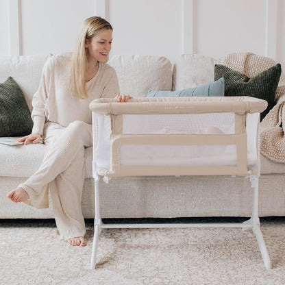 Baby Delight Beside Me Serenity Bassinet | Lightweight Bedside Sleeper & Baby Bassinet | 7-Position Height Adjustment | 100% GOTS Certified Organic Cotton Fabric | Organic Sage