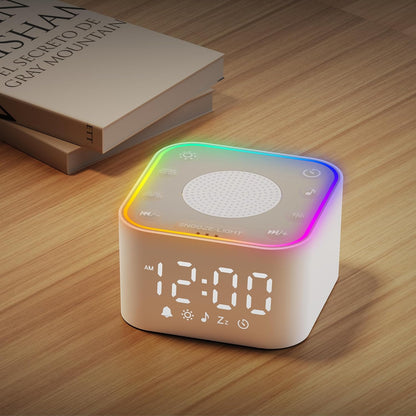 Sound Machine with Alarm Clock: 30 Non-Looping Sleep Sounds - White Noise Alarm Clock for Natural Wake Up - Adjustable Volume & Light, Memory Function, Sleep Timer (Black)