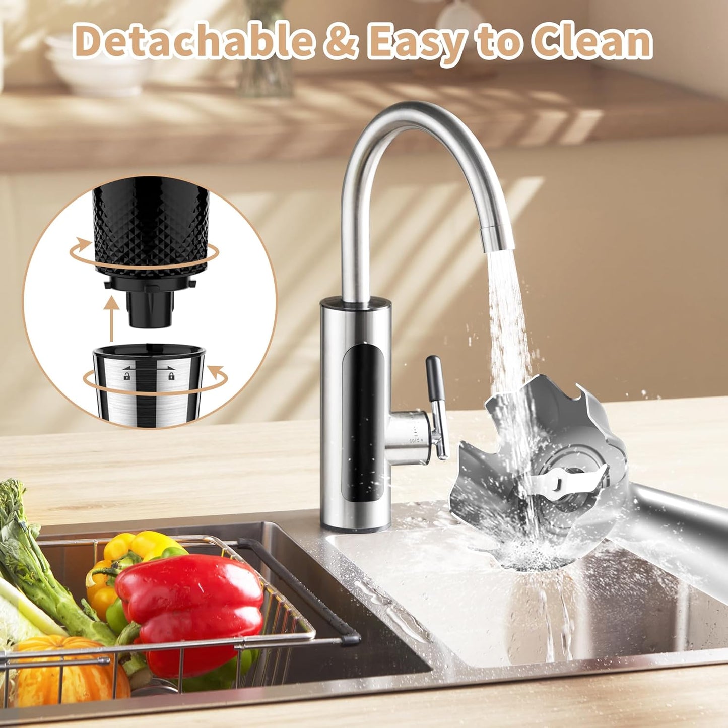 Toogel Cordless Immersion Blender, Electric Hand Blender with 21-Speed & 3-Angle Adjust, USB Rechargeable, BPA-Free & Dishwasher Safe for Baby Food, Smoothies, Soup (Grey)