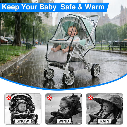 TUPI Stroller Rain Cover, Universal Rain Cover for Stroller with Clear View, Outdoor Weather Shield Breathable, Waterproof Baby Stroller Cover for Rain, Stroller Protector for Wind, Rain, Dust, Snow