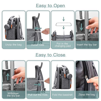ISMGN Diaper Bag Backpack with Changing Station, Extra Large Diaper Bag, Multifunctional Diaper Bag, Baby Bag, Deep Gray