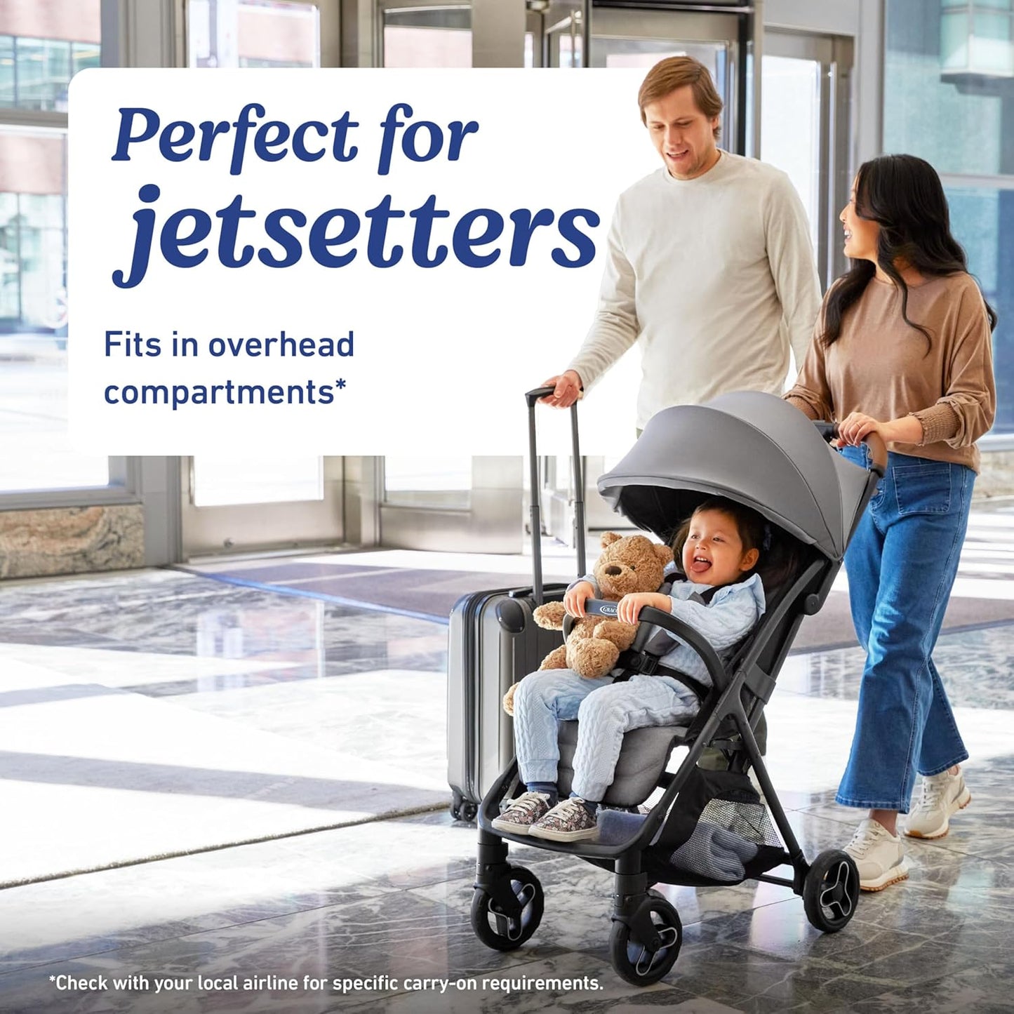 Graco Ready2Jet Compact Stroller – Overhead Friendly Compact Travel Stroller with Automatic Fold, Lilac Mod
