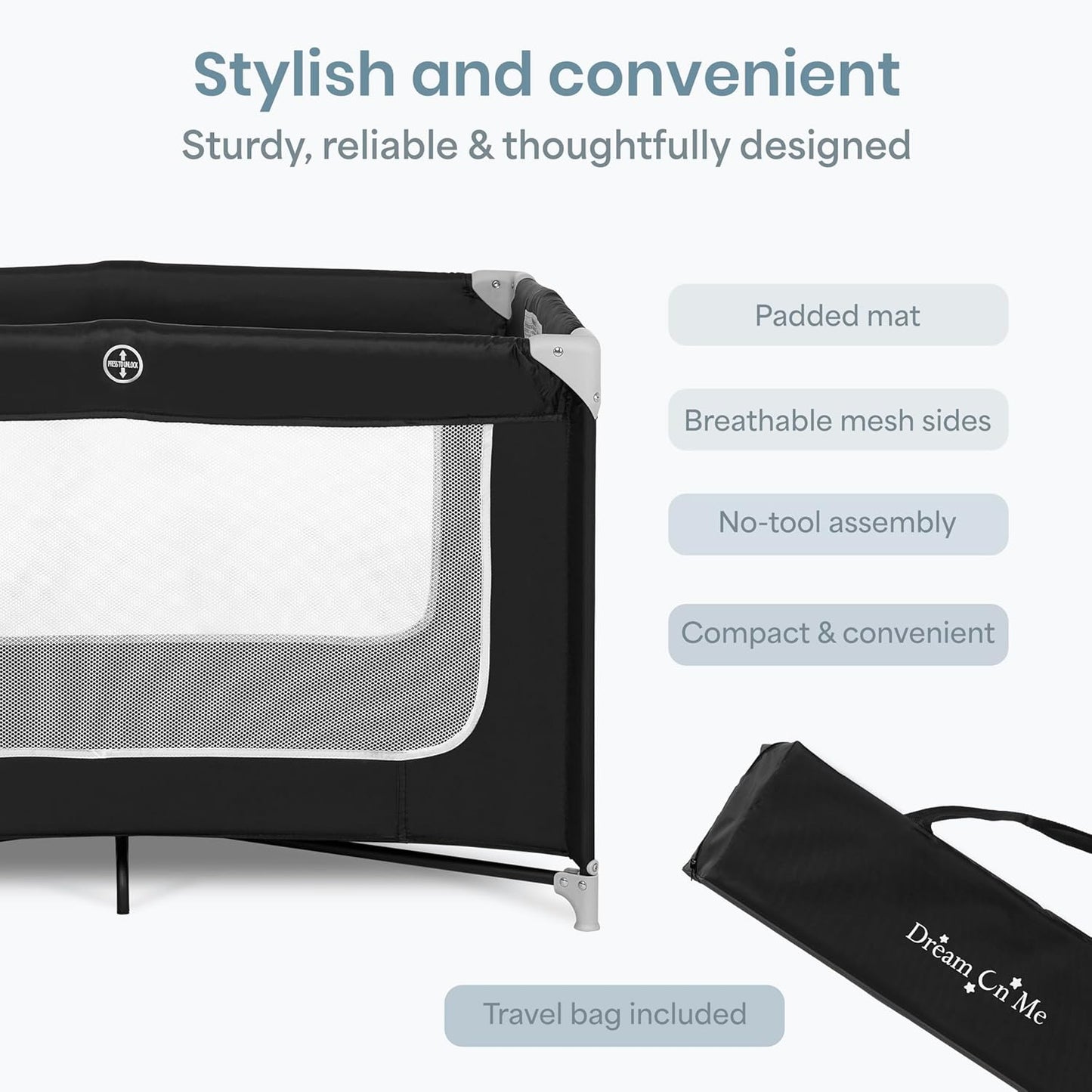 Dream On Me Zodiak Baby Playard, Breathable Mesh Sides, Soft Comfortable Mattress, Quick & Easy to Fold with Travel Carry Bag, Compact Space Saving Design - Grey/Green