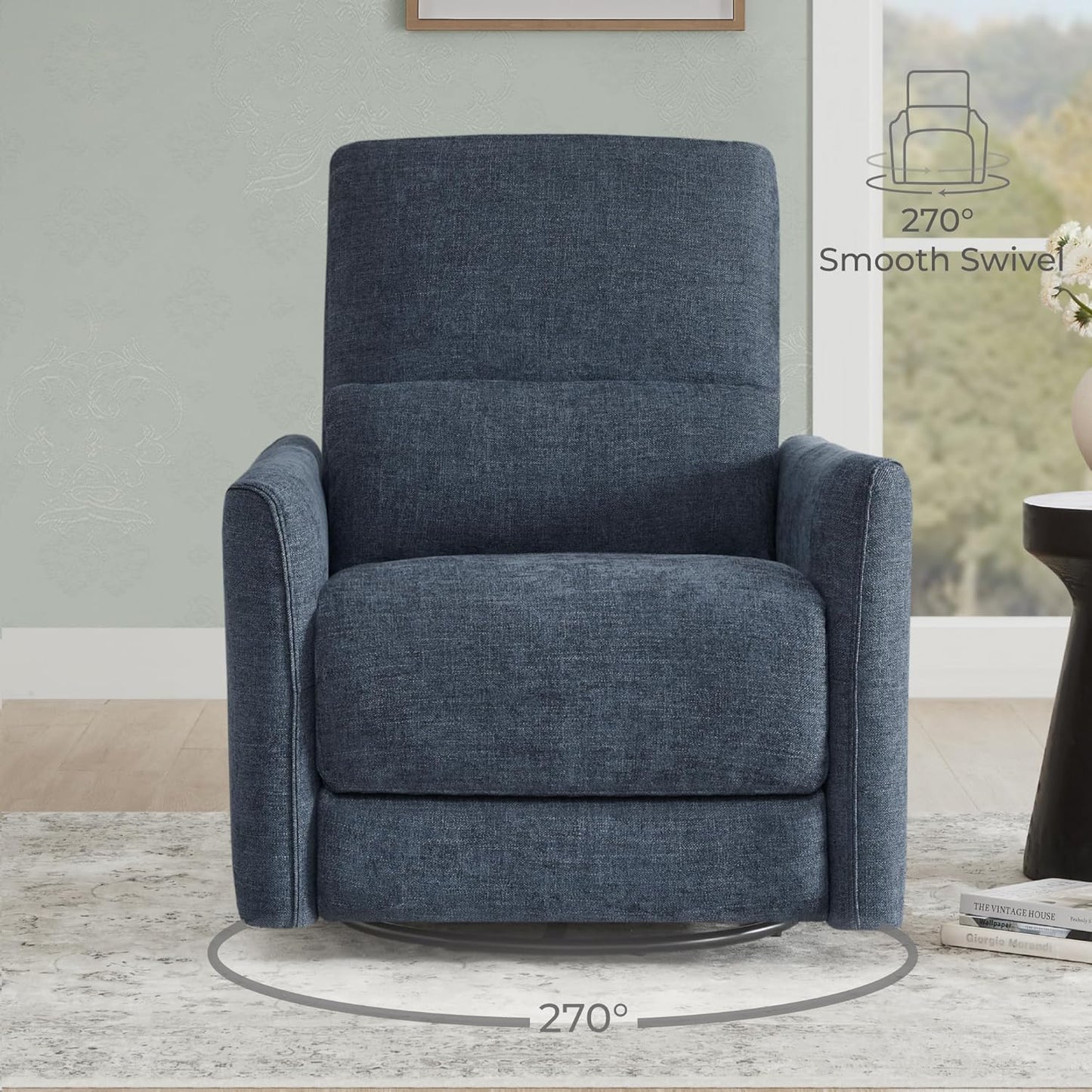 CHITA Power Recliner Chair Swivel Glider, FSC Certified Upholstered Living Room Nursery Reclining Sofa Chair with Lumbar Support, Linen