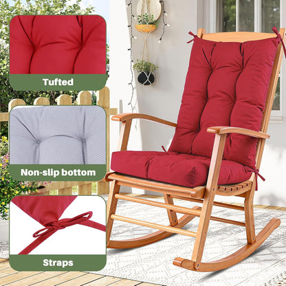 Rocking Chair Cushion with Ties Non-Slip Outdoor Rocking Chair Cushion Set Waterproof Fade-Resistant Porch Garden Patio Glider Rocker Cushions