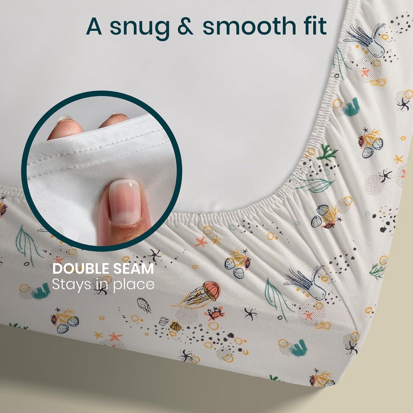Tutti Bambini Premium Bassinet Sheets (2 Pack) - Soft & Breathable Bamboo Jersey, Double-Strength Bedside Sleeper Sheets, Fits Mattresses from 20.8 x 31.5 in to 23.6 x 35.4 in (Our Planet)