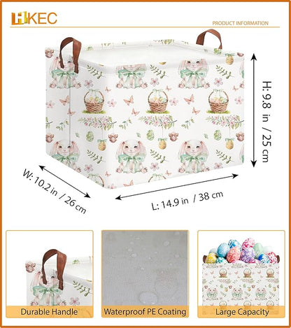 Rectangle Easter Bunny Basket Empty,Gift Basket, Room Decor,Waterproof Storage Bin, Books Box(Easter Bunny)
