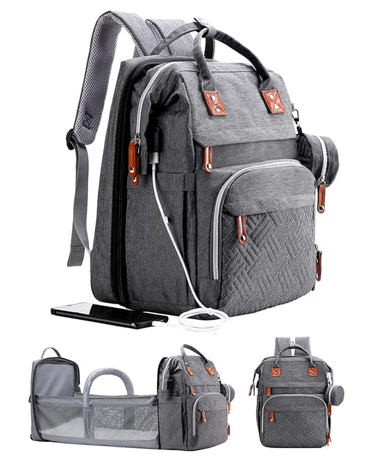 ISMGN Diaper Bag Backpack with Changing Station, Extra Large Diaper Bag, Multifunctional Diaper Bag, Baby Bag, Deep Gray