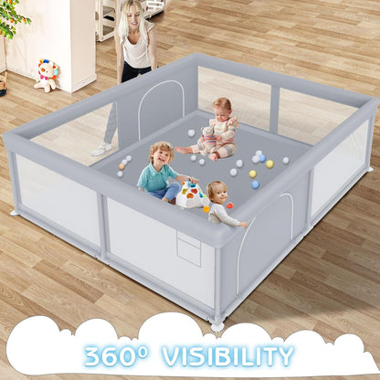 besuhot Large Baby Playpen 79x79 Inch, Playpens for Babies and Toddlers, Indoor & Outdoor Extra Large Kids Activity Center, Baby Play Yard with Zipper Gates.