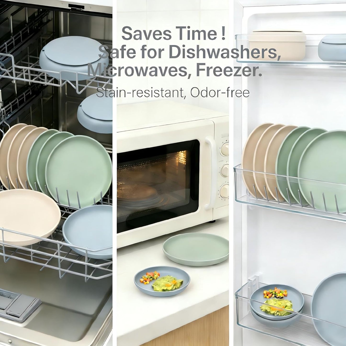 Toddler Plates with Suction 3 Pack, BPA-Free 100% Silicone Dinner Plates for Baby Toddlers Kids, Dishwasher & Microwave Safe, Non-Toxic, Suction Baby Plates Non-slip