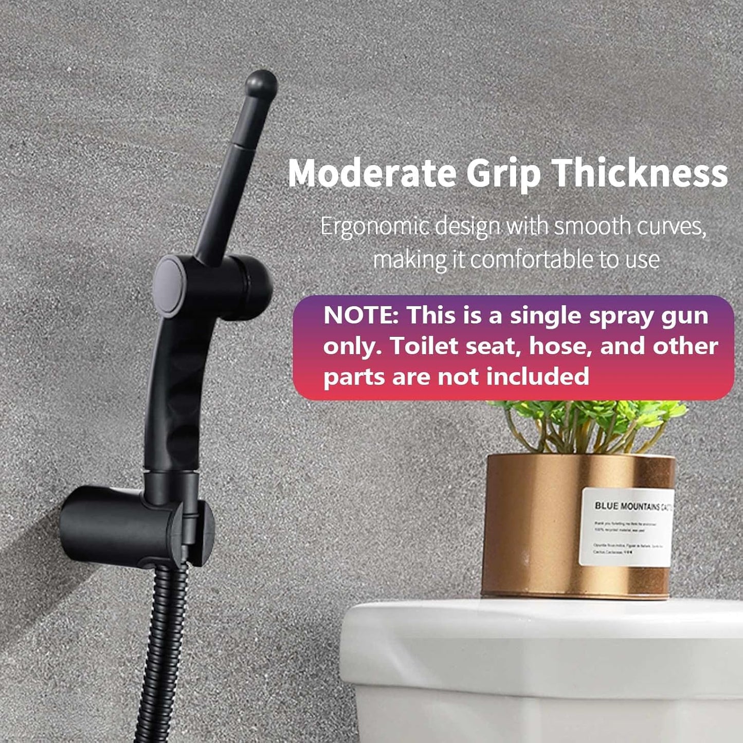 BARROCK Bathroom Hand Held Bidet Sprayer for Toilet Handheld Shattaf Spray Head Attachment Replacement, Adjustable Water Pressure for Feminine, Pets and Baby Diaper Washing, Matte Black