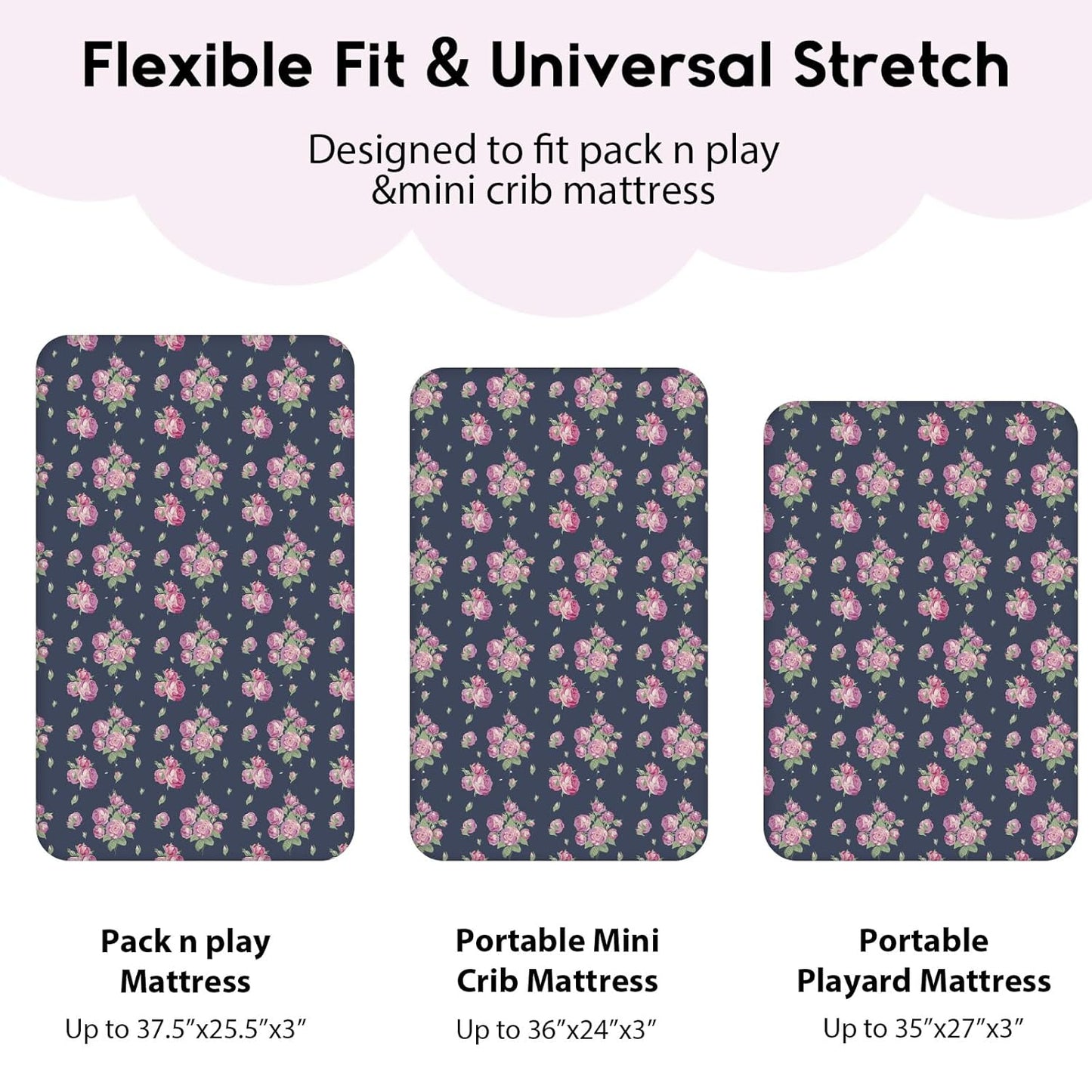 Yoofoss Pack and Play Sheets Fitted, Mini Crib Sheets 2-Pack for Pack N Play Mattress, Stretchy Playard Sheet, Soft and Breathable Green+Giraff