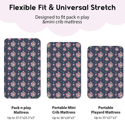 Yoofoss Pack and Play Sheets Fitted, Mini Crib Sheets 2-Pack for Pack N Play Mattress, Stretchy Playard Sheet, Soft and Breathable Green+Giraff