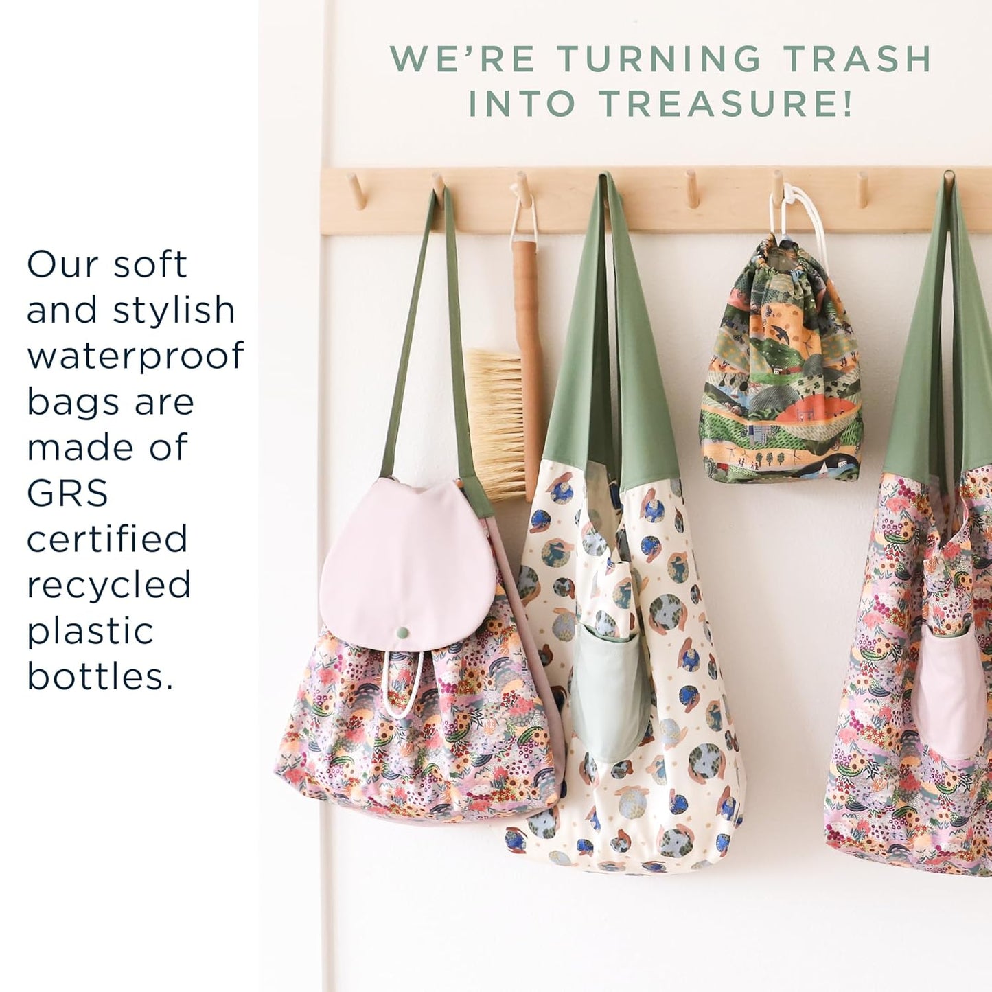 Esembly Day Bag – Reusable Wet and Dry Bag Made From Recycled Fabric With Dual Waterproof Compartments for Cloth Diapers, Swimsuits, Toiletries, and Snacks - Verdant Gingham