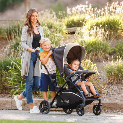 Baby Trend 5-in-1 Kids Shopper and Travel Stroller with Canopy Visor, Storage Basket and 2 Cup Holders, Sit N' Stand, Magnolia - Collapsible Infant and Toddler Stroller and Car Seat Combo System