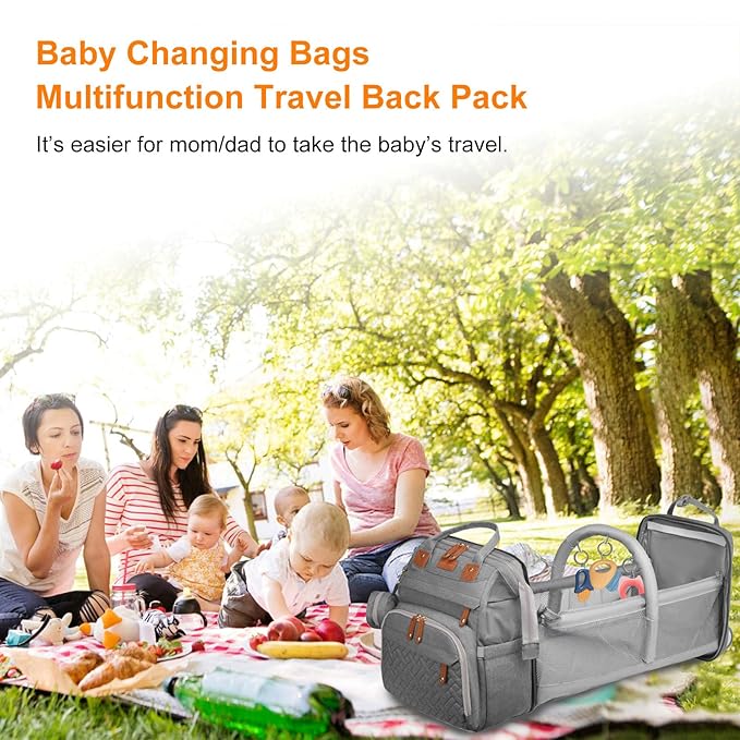 Astro alan Baby Diaper Bags with Changing Station, Waterproof Diaper Bag Backpack for Moms Dads with USB Charging Port, Baby Shower Gifts, Large Capacity diaper backpack, Grey