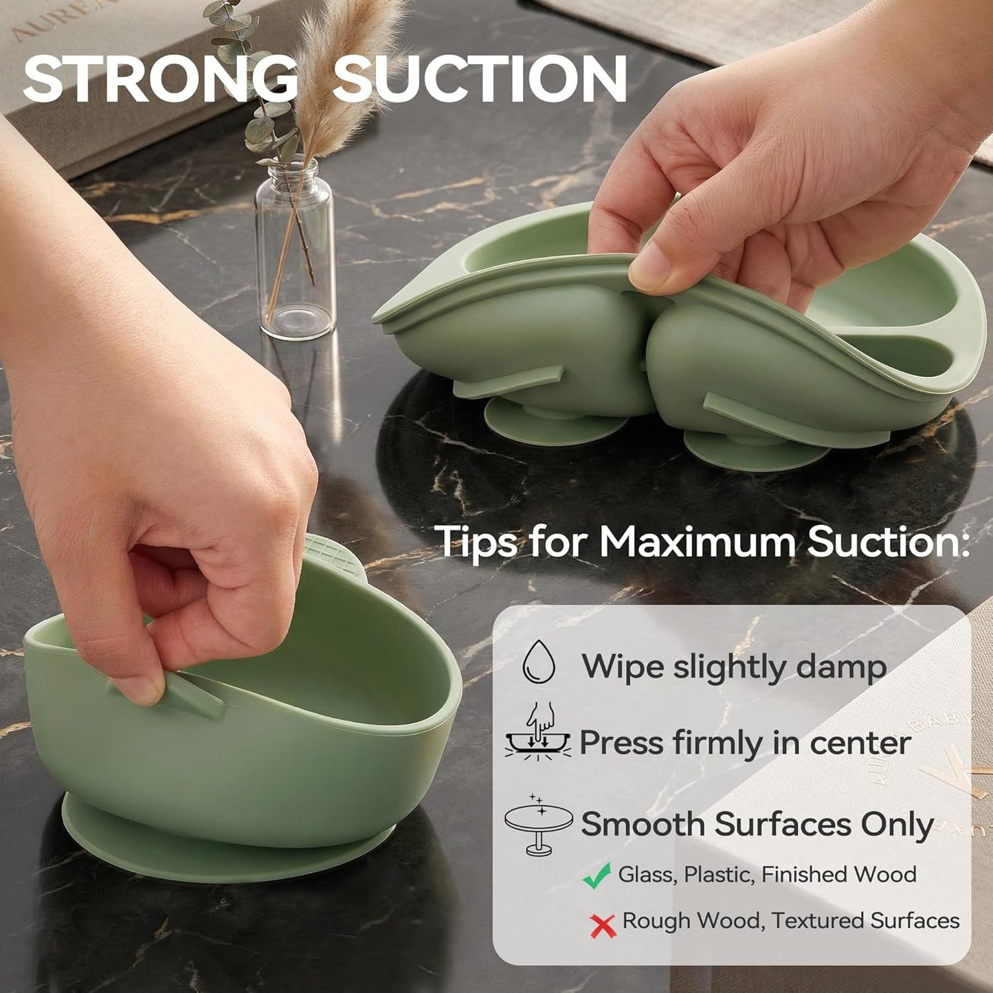Bufims Silicone Baby Feeding Set, Baby Led Weaning Supplies, Eating Essentials Utensils with Suction Plate and Bowl, Pocket Bib, Sippy Cup with Lid, Forks Spoons Snack Container, for 6+ Months, Green