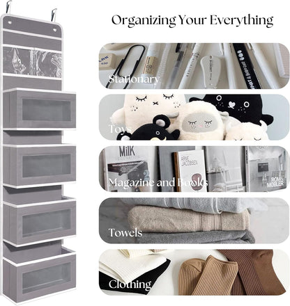 Giraffe Creation Over Door Organizer with 4 Large Capacity Pockets, Hanging Organizer Storage for Closet Bathroom Nursery Bedroom Dorm, Toys Cosmetics Sundries and Baby Essentials, Pink