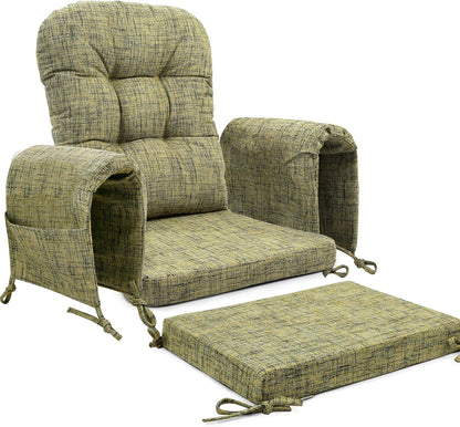 SINOSSO Glider Rocker Cushion Set (5 Pcs), Soft Blended Fabric High-Density Support Foam Seat Cushions with Ties, Fits Rocking Chair/Nursery Glider & Ottoman, Black-Gray