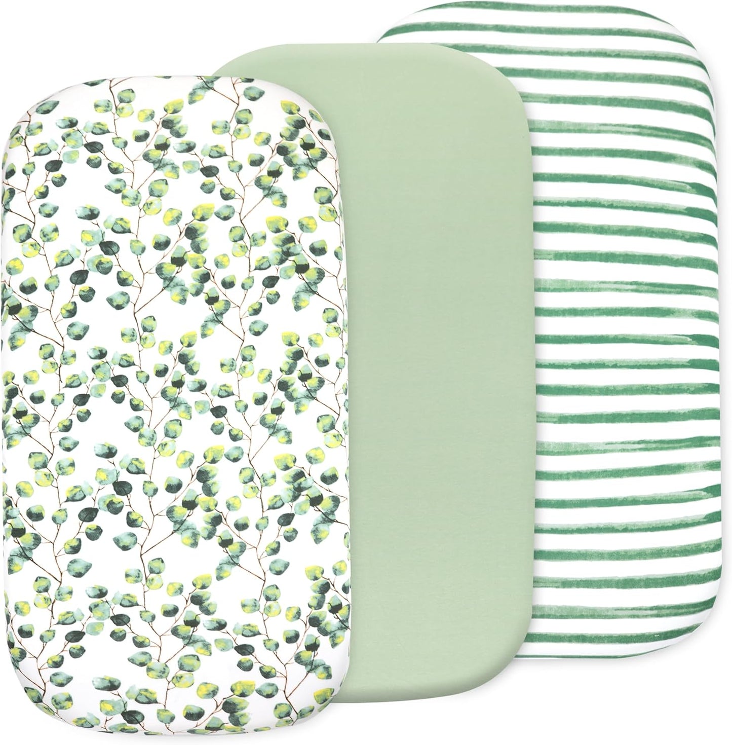 3-Pack Bedside Sleeper Bassinet Sheets | GOTS Certified Organic 100% Muslin Cotton | Ultra Soft & Breathable | 33×20×4” Fitted Sheets | Universal Fit 29–33” x 17–21” Pads