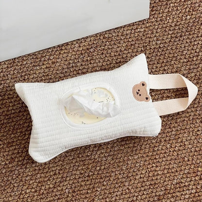 Quilted Baby Diaper and Wipes Pouch Portable Mommy Bag for Stroller Reusable Wipes Pouch with Lanyard for Casual Travel (Beige)