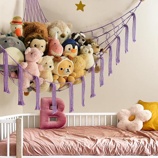 mirolam Stuffed Animal Storage Hammock Net - Toy Hammock Net for Stuffed Animals Corner - Hanging Stuff Animal Organizer Holder Large Size Baby Nursery Room Decor