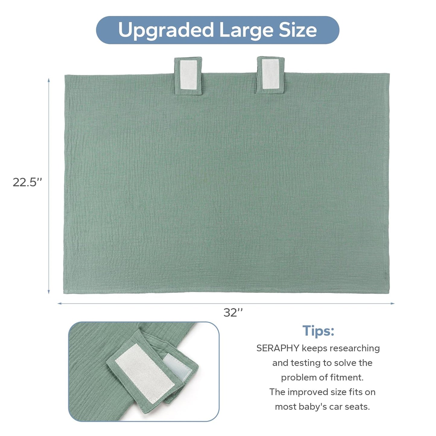 SERAPHY 2-in-1 Muslin Baby Car Seat Cover & Nursing Cover, Soft Lightweight Breastfeeding Cover for Boys and Girls,Breathable Canopy for Infant Carseat & Stroller for Summer—Blueberrie