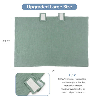 SERAPHY 2-in-1 Muslin Baby Car Seat Cover & Nursing Cover, Soft Lightweight Breastfeeding Cover for Boys and Girls,Breathable Canopy for Infant Carseat & Stroller for Summer—Blueberrie